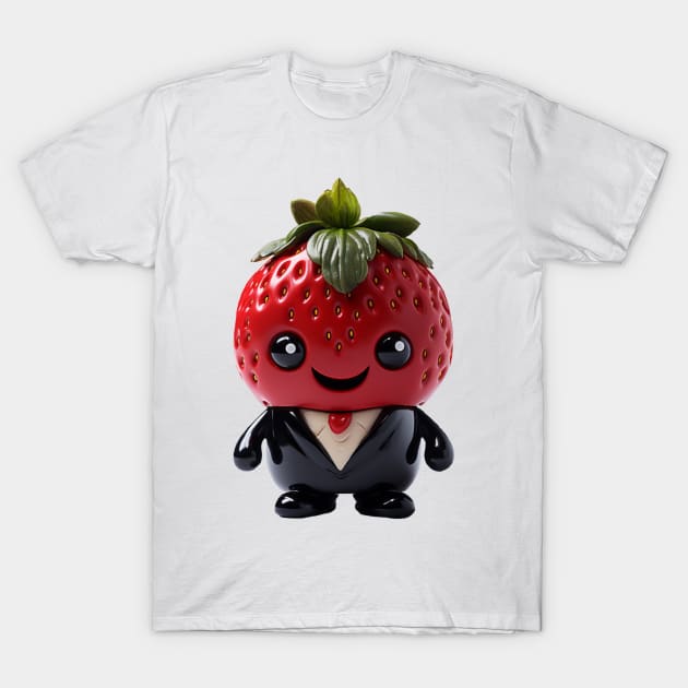 Cute Kawaii Office Strawberry wearing Suit T-Shirt by Cuteopia Gallery